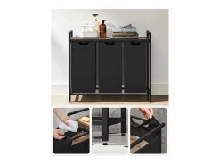 Hot Calicosy Cesto de ropa con 3 compartimentos de 38L Negro