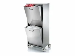 Don Hierro Cesto de ropa con ruedas, 2 compartimentos - Acero inoxidable - 96*40*27 cm - TANGO