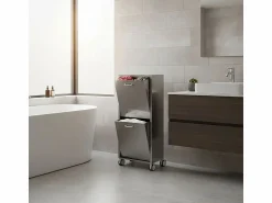 Don Hierro Cesto de ropa con ruedas, 2 compartimentos - Acero inoxidable - 96*40*27 cm - TANGO