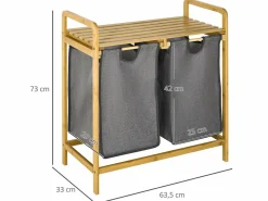 Cesto de ropa madera natural 63.5x33x73 cm Cesto De Ropa