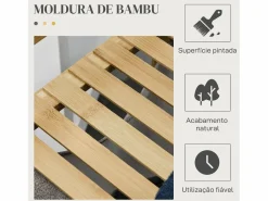 Clearance Cesto de ropa sucia Nalón 2 compartimentos + estante superior bambú /natural 73x33x64 cm Cesto De Ropa