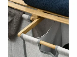 Clearance Cesto de ropa sucia Nalón 2 compartimentos + estante superior bambú /natural 73x33x64 cm Cesto De Ropa