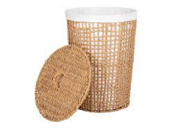 Clearance ebuy24 Cesto para la ropa sucia Pomal - Cesto para la ropa sucia, papel, marrón claro/blanco, ø42x56 cm Marru00f3n