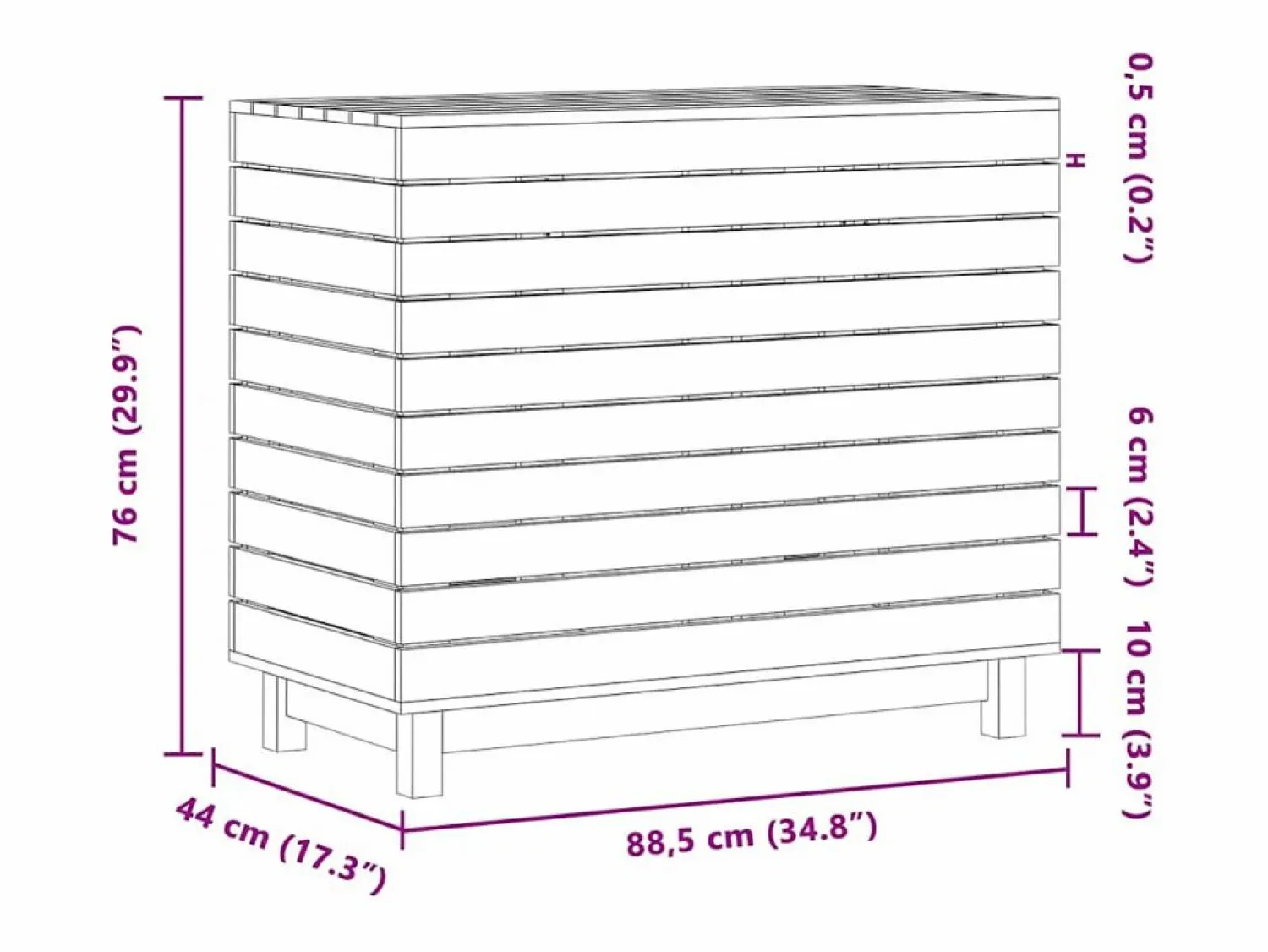 Cesto para ropa 88,5x44x76 cm Madera maciza de pino