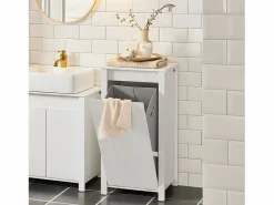 Sobuy Cesto para Ropa Sucia Armario Multifuncional de Baño con 1 Cesto 45 x 35 x 85,5 cm BZR100-W ES