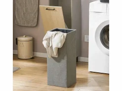 Sobuy Cesto para Ropa Sucia con 1 Cest y Madera BZR132-NG