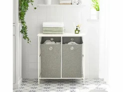 Best Sobuy Cesto para Ropa Sucia con 2 Compartimientos Extraíbles Mueble Organizador para Lavadora 77 x 38 x 80 cm BZR57-W ES Blanco