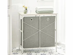Best Sobuy Cesto para Ropa Sucia con 2 Compartimientos Extraíbles Mueble Organizador para Lavadora 77 x 38 x 80 cm BZR57-W ES Blanco