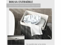 Homcom Cesto para ropa sucia Kunzita plegable con asas 60x40x30 cm
