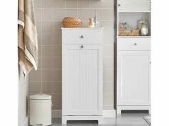 New Sobuy Cesto para Ropa Sucia,Amario para Baño,40x38x90 cm BZR21-W ES Blanco