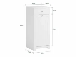 New Sobuy Cesto para Ropa Sucia,Amario para Baño,40x38x90 cm BZR21-W ES Blanco