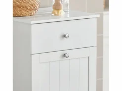 New Sobuy Cesto para Ropa Sucia,Amario para Baño,40x38x90 cm BZR21-W ES Blanco