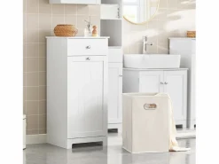 New Sobuy Cesto para Ropa Sucia,Amario para Baño,40x38x90 cm BZR21-W ES Blanco