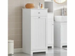New Sobuy Cesto para Ropa Sucia,Amario para Baño,40x38x90 cm BZR21-W ES Blanco