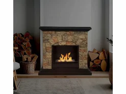Best Chimenea de bioetanol Biochimenea de suelo Belluno efecto piedra artificial L105xD38xH100 Multicolor