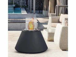 New Chimenea de bioetanol brasero de suelo de jardín para interior y exterior STROMBOLI Antracita d.60 x h56 Negro