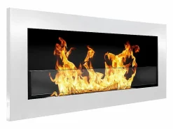 Discount Chimenea de bioetanol de pared o empotrada Livorno White, L 90 x P 12 x H 40 con cristal Chimenea|Chimenea