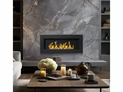 New Chimenea de bioetanol de pared Siena Black (largo 90 x fondo 12 x alto 40 cm) Negro