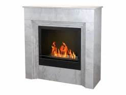 Sale Chimenea de bioetanol de pie BELLINI en madera efecto mármol Fabricada en Italia L96 x P35 x H96 Chimenea|Chimenea