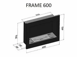 Best Chimenea de bioetanol Frame 600, color mate, empotrada en pared, sin cristal Negro
