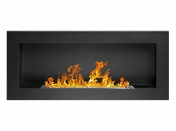 Hot Chimenea de bioetanol Lucca Black de pared o empotrada L 90 x P 12 x H 40 Chimenea|Chimenea