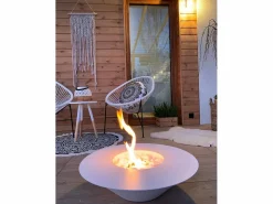 Chimenea de bioetanol para jardín exterior redonda blanca SANTORINI de 60 cm de diámetro