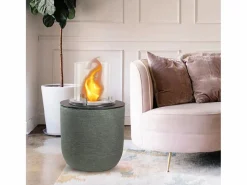 Clearance Chimenea de bioetanol RAFFAELLO Sage Green, brasero de jardín, de pie, para uso interior y exterior, d.35 x h.55 Chimenea|Chimenea
