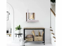 Hot Chimenea de bioetanol VIENNA, biochimenea de pared, blanca, L65 x H75 x D23 Chimenea|Chimenea