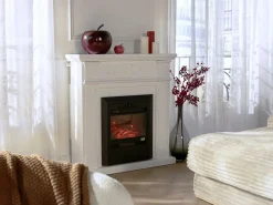 Outlet FLAMATECH Chimenea eléctrica - Con repisa - Long. 98 x Prof. rof. 26 x Alt. 100,8 cm - - OTEMANU Blanco