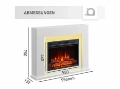 Outlet Chimenea eléctrica BALDERIA Finn Design - Chimenea de pie - Blanca Chimenea|Chimenea