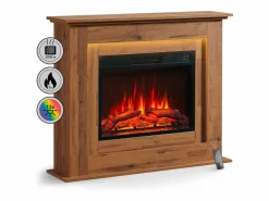 Chimenea eléctrica BALDERIA Finn - Chimenea de pie, calefacción 2000 W - Roble oscuro Chimenea|Chimenea