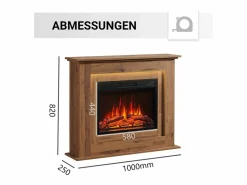 Chimenea eléctrica BALDERIA Finn - Chimenea de pie, calefacción 2000 W - Roble oscuro Chimenea|Chimenea