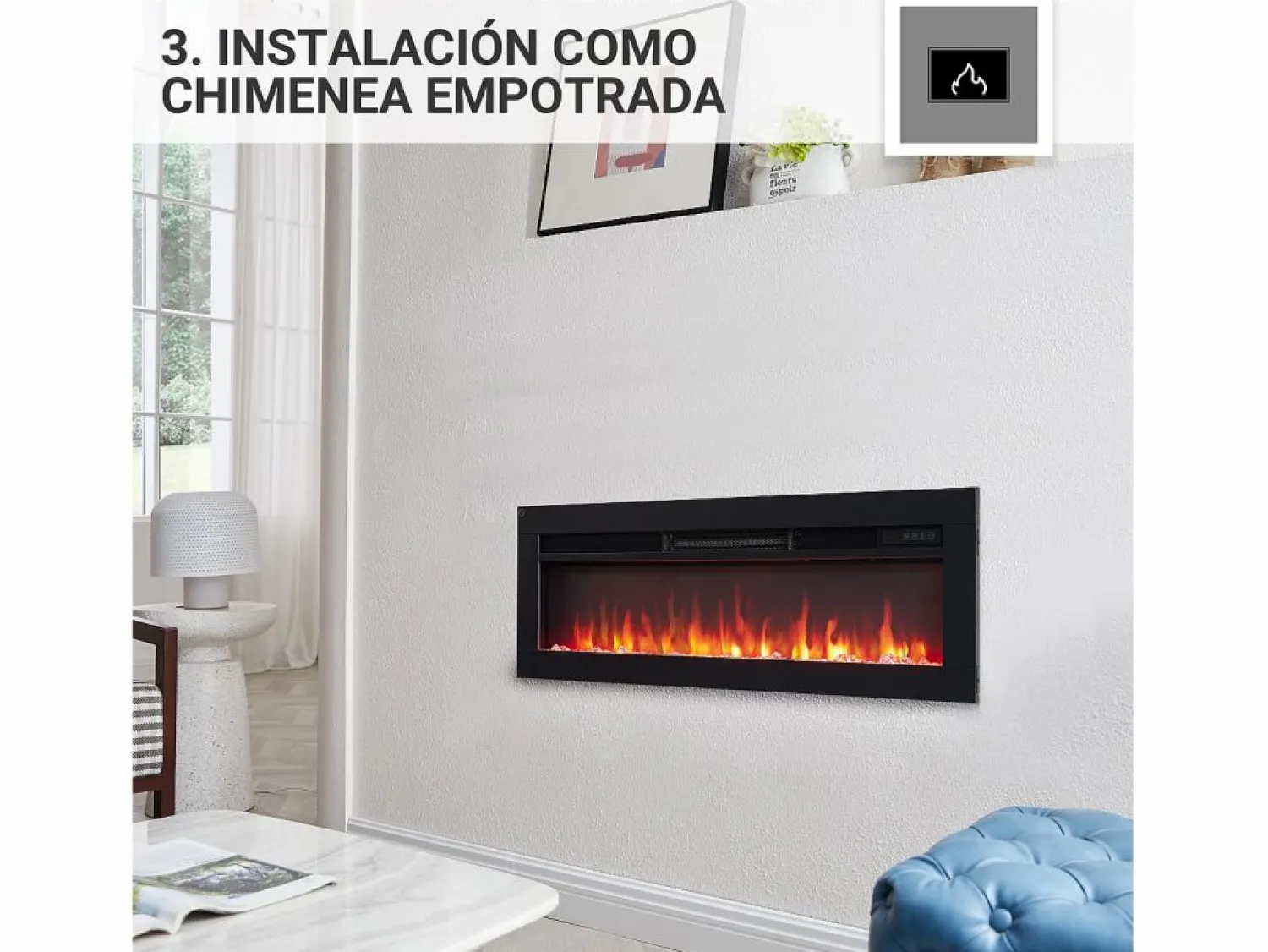 New Chimenea eléctrica BALDERIA Agnes 36 - Chimenea de pie, de pared o empotrable - Chimenea|Chimenea