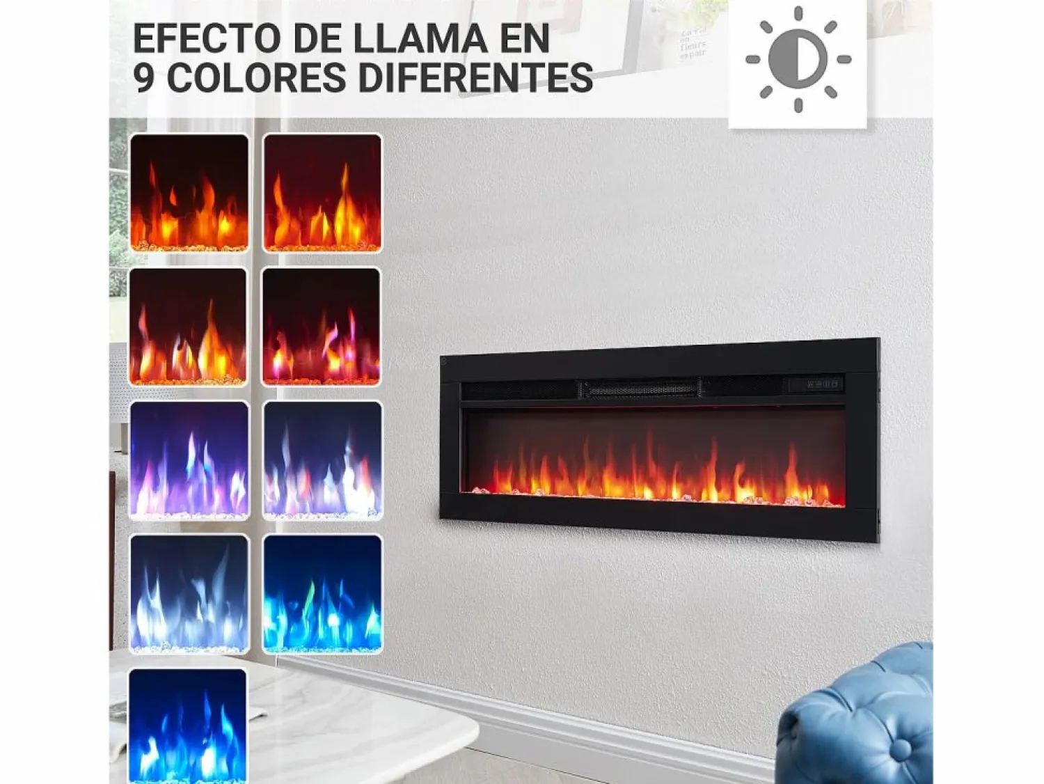 New Chimenea eléctrica BALDERIA Agnes 36 - Chimenea de pie, de pared o empotrable - Chimenea|Chimenea