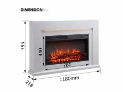 Best Chimenea eléctrica BALDERIA Xerxes - Chimenea de pie, calefacción 2000 W - Aspecto hormigón Gris