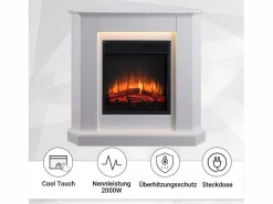 Chimenea eléctrica BALDERIA Candela - Chimenea de esquina, calefacción 2000 W -
