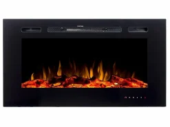 Hot FLAMATECH Chimenea eléctrica CALBUCO - De pared o empotrada - An. 101,6 x Pr. 14 x Al. 54,4 cm - Negra Negro