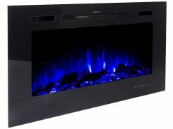 Hot FLAMATECH Chimenea eléctrica CALBUCO - De pared o empotrada - An. 101,6 x Pr. 14 x Al. 54,4 cm - Negra Negro