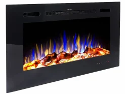 Hot FLAMATECH Chimenea eléctrica CALBUCO - De pared o empotrada - An. 101,6 x Pr. 14 x Al. 54,4 cm - Negra Negro