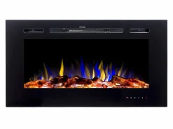 Hot FLAMATECH Chimenea eléctrica CALBUCO - De pared o empotrada - An. 101,6 x Pr. 14 x Al. 54,4 cm - Negra Negro