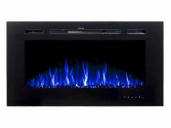 Hot FLAMATECH Chimenea eléctrica CALBUCO - De pared o empotrada - An. 101,6 x Pr. 14 x Al. 54,4 cm - Negra Negro