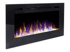 Hot FLAMATECH Chimenea eléctrica CALBUCO - De pared o empotrada - An. 101,6 x Pr. 14 x Al. 54,4 cm - Negra Negro