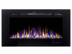 Hot FLAMATECH Chimenea eléctrica CALBUCO - De pared o empotrada - An. 101,6 x Pr. 14 x Al. 54,4 cm - Negra Negro
