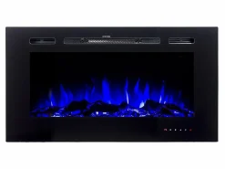 Hot FLAMATECH Chimenea eléctrica CALBUCO - De pared o empotrada - An. 101,6 x Pr. 14 x Al. 54,4 cm - Negra Negro