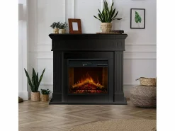 Hot Chimenea eléctrica CAMBRIDGE, chimenea de pie, madera negra, 110x36x100h Negro