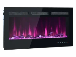 Sale Chimenea eléctrica con 12 colores de llama - De pared o empotrada - Negra 106,5×46,5×12 Chimenea|Chimenea