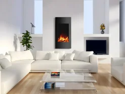 Online FLAMATECH Chimenea eléctrica curva VULCANO L.41xAn.13xAlt.81cm Negra Negro