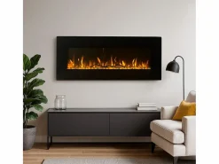 Best Chimenea eléctrica DALLAS chimenea de pared L127 x P 11 x H50 Negro