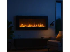 Best Chimenea eléctrica DALLAS chimenea de pared L127 x P 11 x H50 Negro