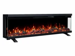 Chimenea eléctrica de 3 caras UNITY 183 - fuego premium, de pared o empotrada - 183x19x36 cm - LED decorativa con calefacción 900/1800W